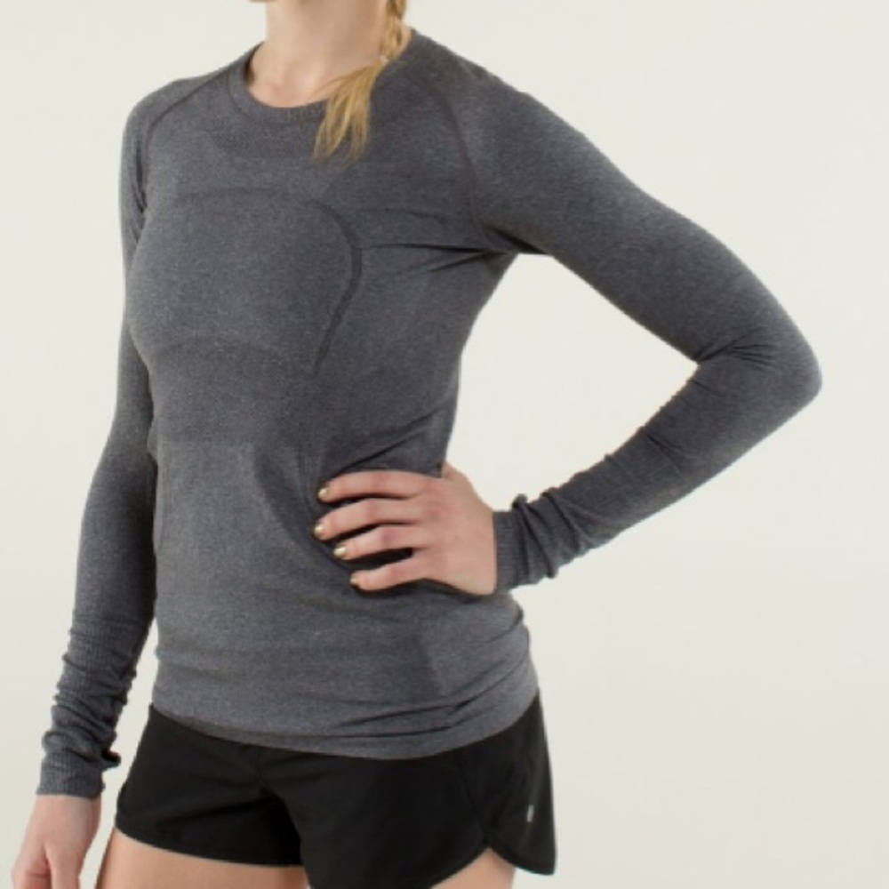 Lululemon Gray Swiftly Tech Long Sleeve Crew Heathered Slate | Size 4